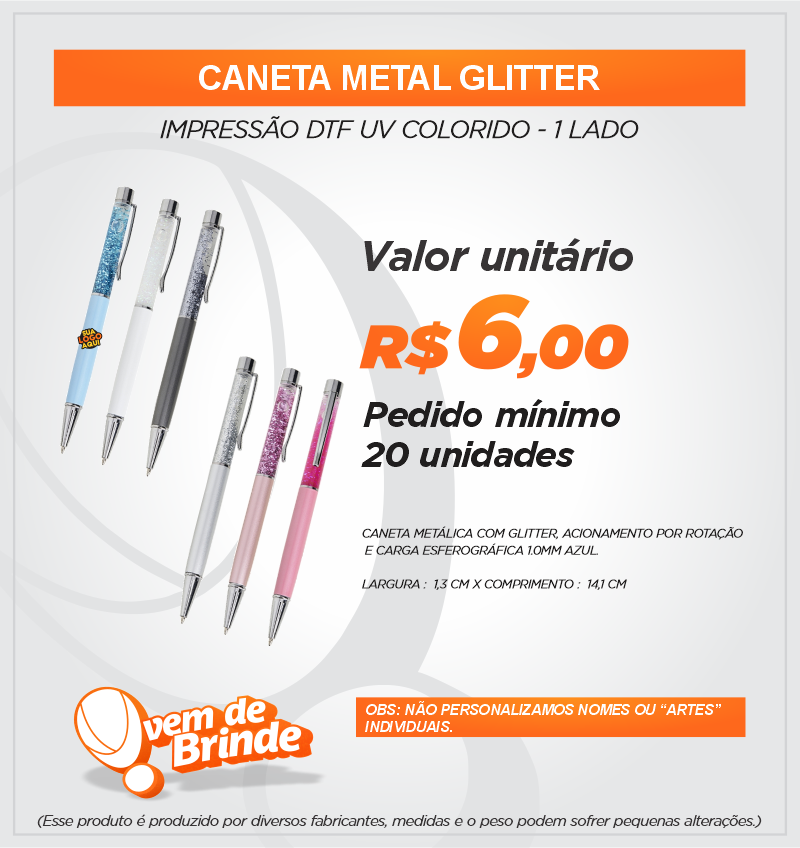 Caneta Metal Glitter