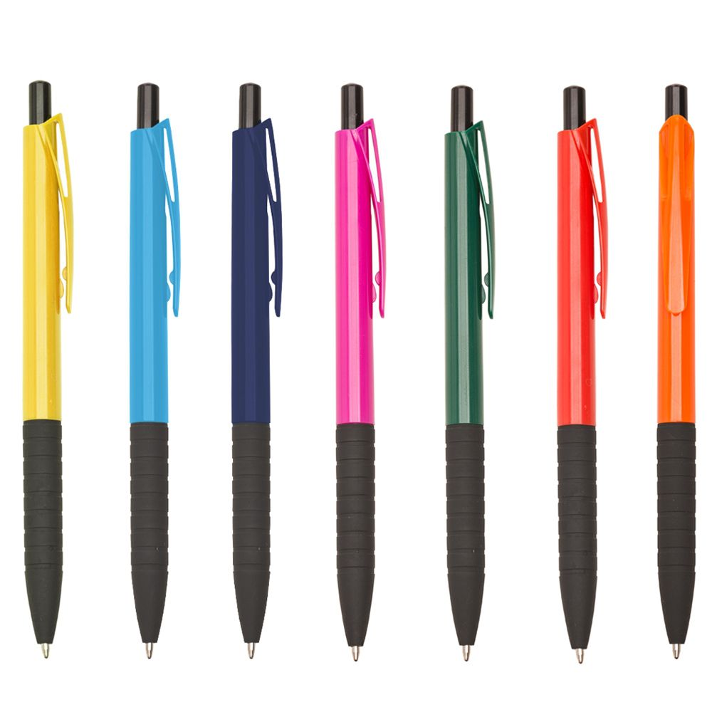 Caneta Personalizada Colorida com Detalhes Pretos
