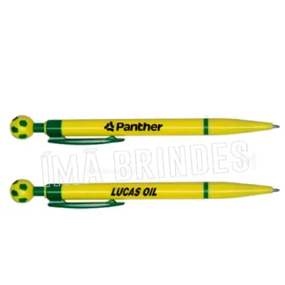 Caneta Plastica Bola Verde e Amarela Copa