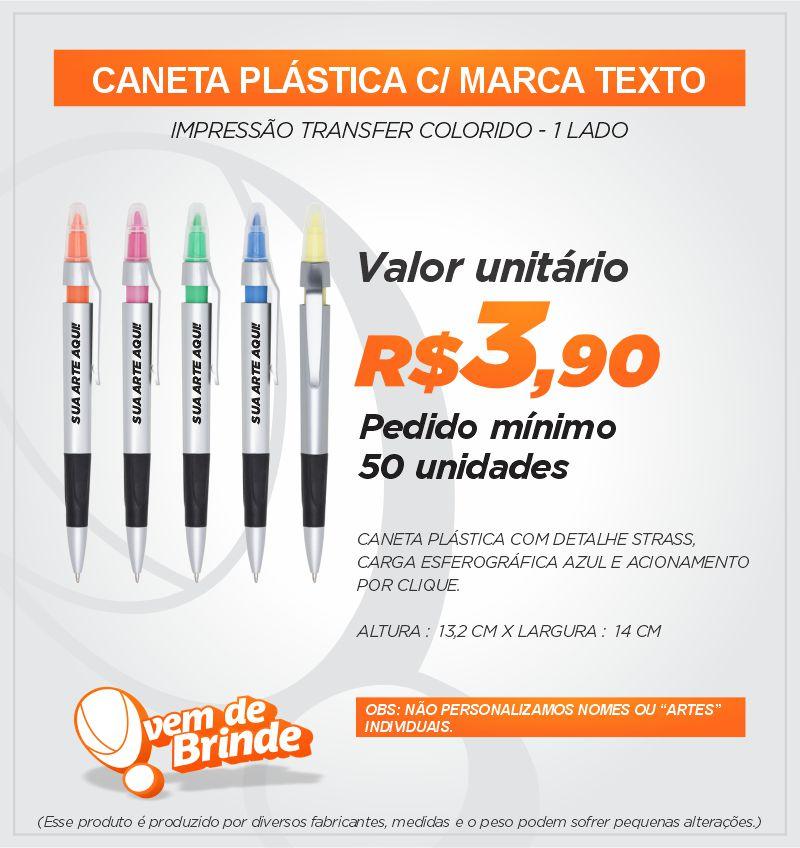 Caneta Plástica C/ Marca Texto