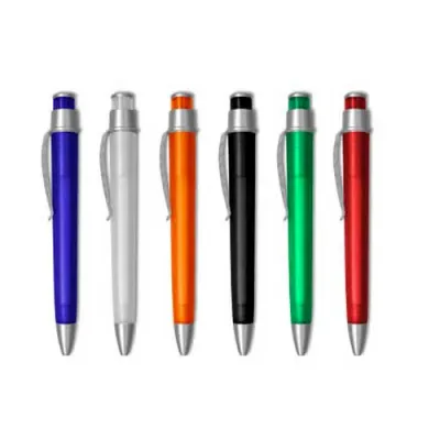 Caneta Plastica Com Clip Furadinho e Corpo Translucido em Varias Cores Personalizada Com Sua Logomarca