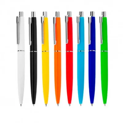 Caneta Plastica Com Clipe Metalico Retratil
