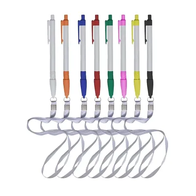 Caneta Plastica Com Cordao Lnr01094