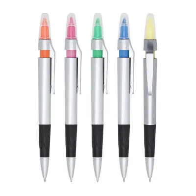 Caneta Plastica Com Marca Texto