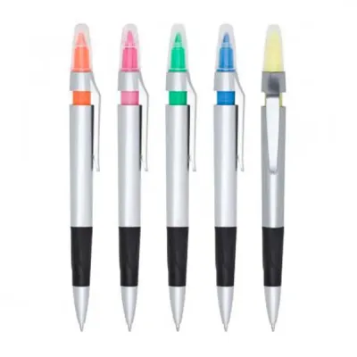 Caneta Plastica Com Marca Texto Personalizada