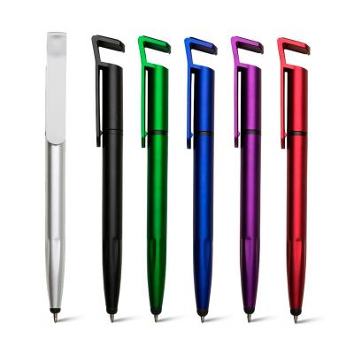 Caneta Plastica Com Ponteira Touch e Porta Smartphone Personalizado