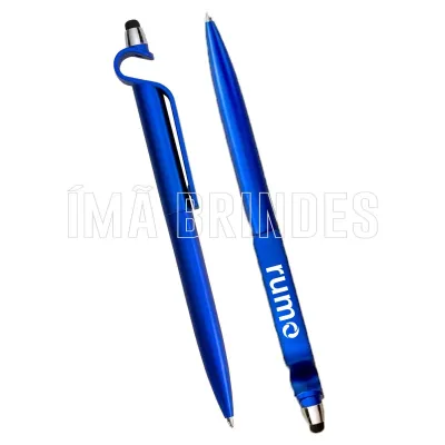 Caneta Plastica Com Suporte Celular e Touch