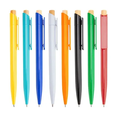 Caneta Plastica e Bambu Com Logo