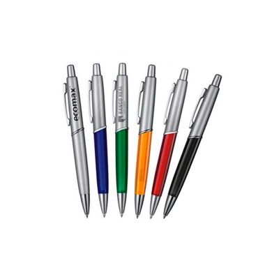 Caneta Plastica Personalizada em Tampografia Corpo Colorido Translucido e Fino Acabamento Cromado f