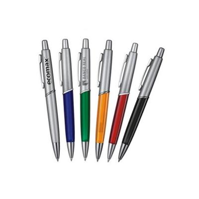 Caneta Plastica Personalizada em Tampografia Corpo Colorido Translucido e Fino Acabamento Cromado f