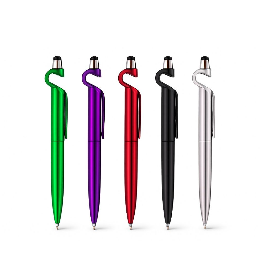 Caneta Plástica Touch Ponta Arredondada com Suporte Para Celular Subliflex