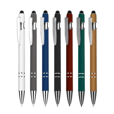 Caneta Touch metalica emborrachada | cores