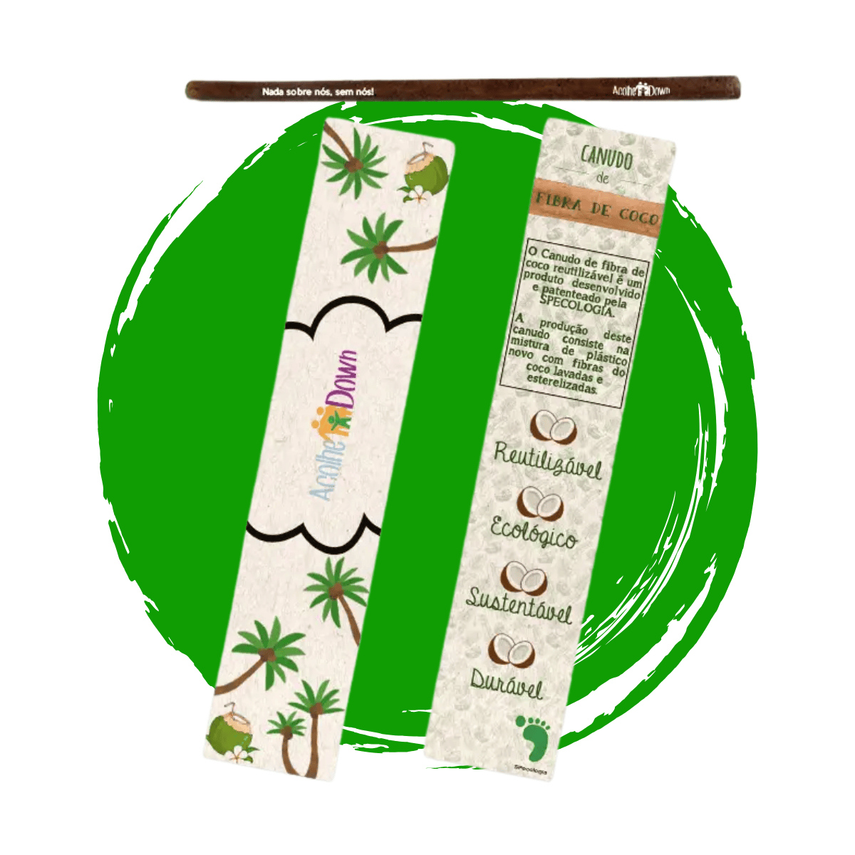 Canudo de coco embalagem de plástico