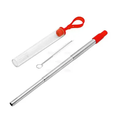 Canudo Telescopico em Inox Com Bocal em Silicone