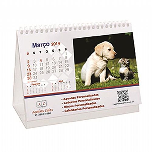 Calendário de mesa 6 lâminas 4X4 Personalizado