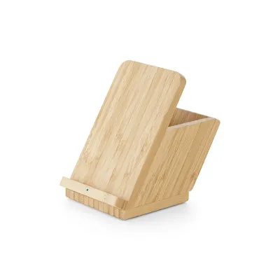 Carregador Indução Bambu 15W com Porta-Caneta