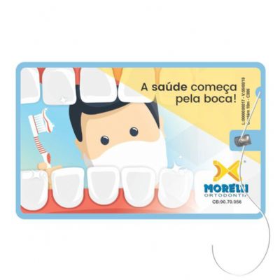 Cartão com fio dental Azul com chapinha de corte