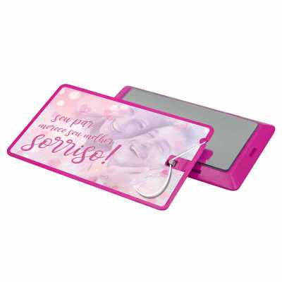 Cartão com fio dental Sorriso na cor rosa