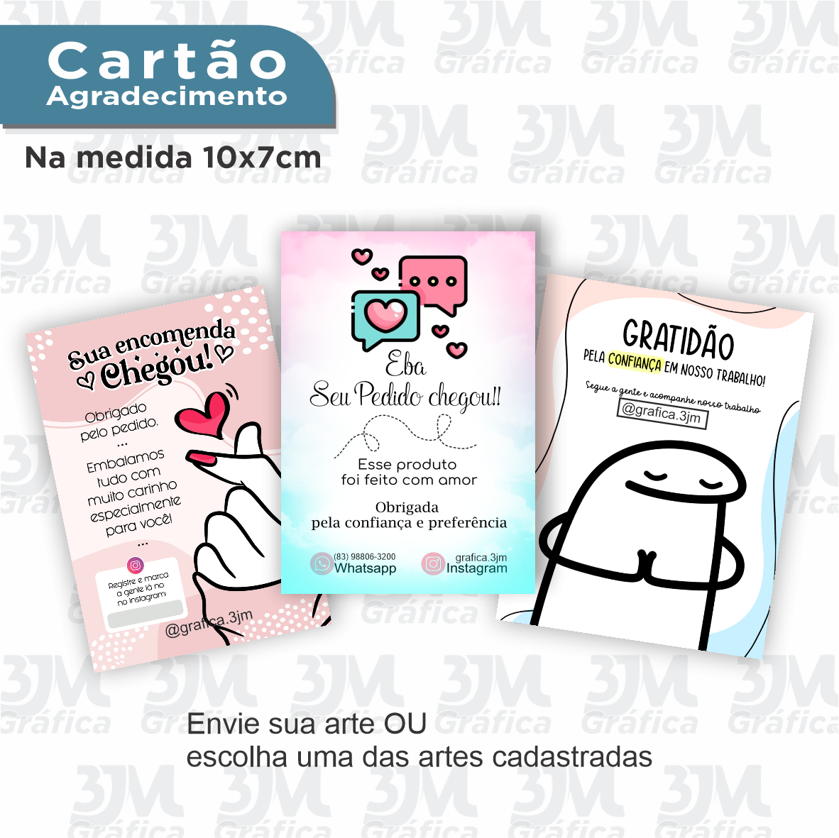 Cartão de agradecimento 10X7 Papel Offset 180g 4X0
