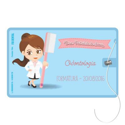 Cartão de Formatura com Fio Dental na cor azul claro