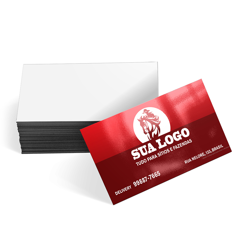 Cartão de Visita Couchê 250g Verniz UV Total Frente 4x0 - 3.000 unidades