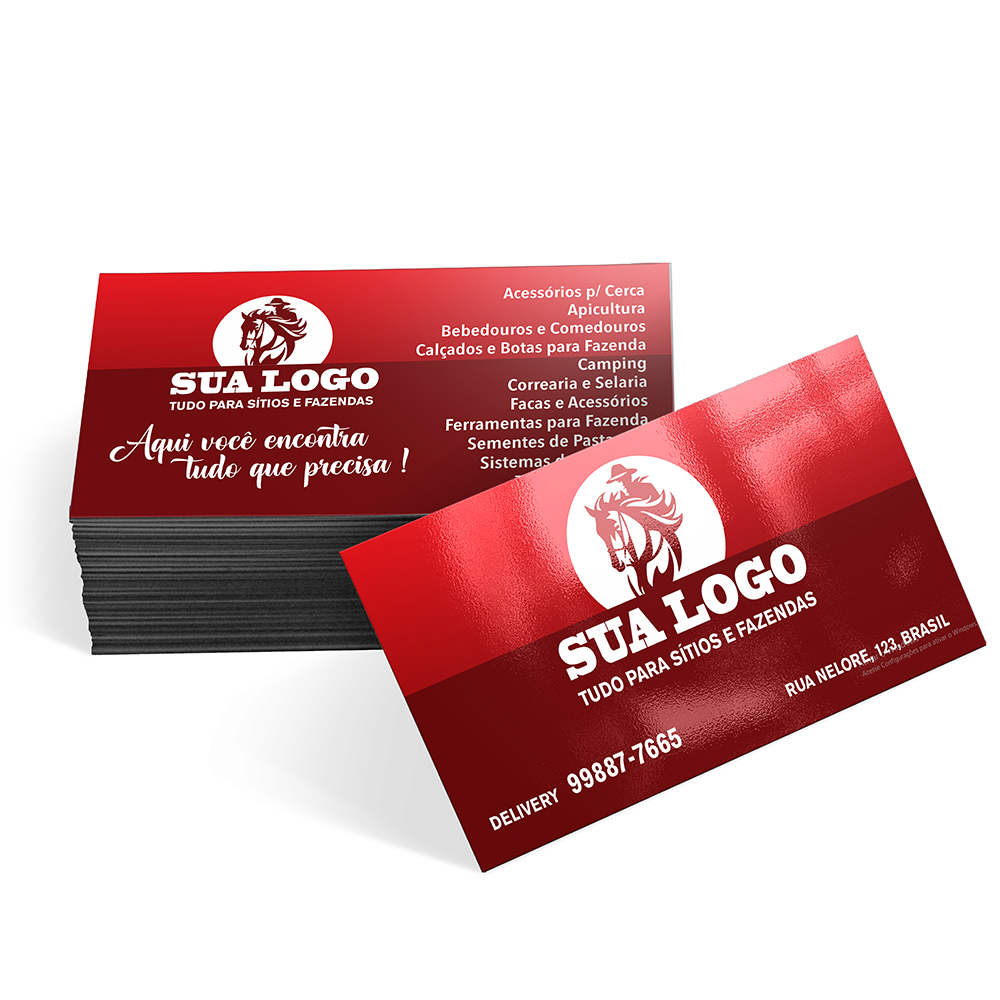 Cartão de Visita Couchê 250g Verniz UV Total Frente 4x4 - 3.000 unidades