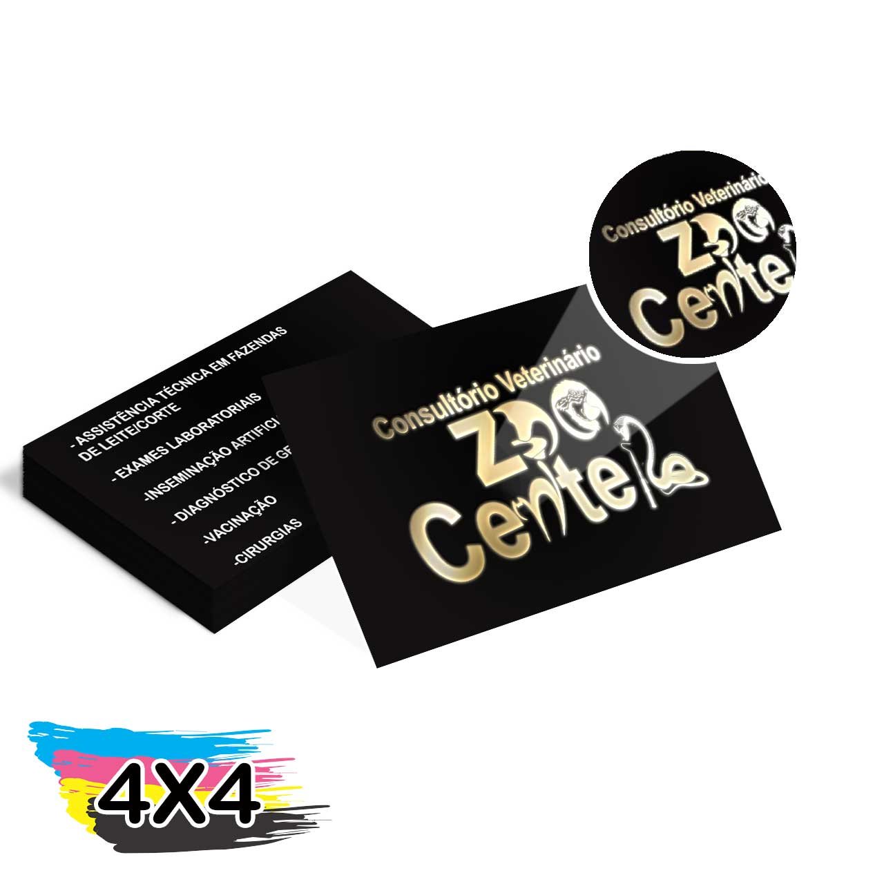 Cartões de Visitas Couchê 300g com Hot Stamping Frente e Laminação Fosca Frente e Verso e Verniz Local Verso