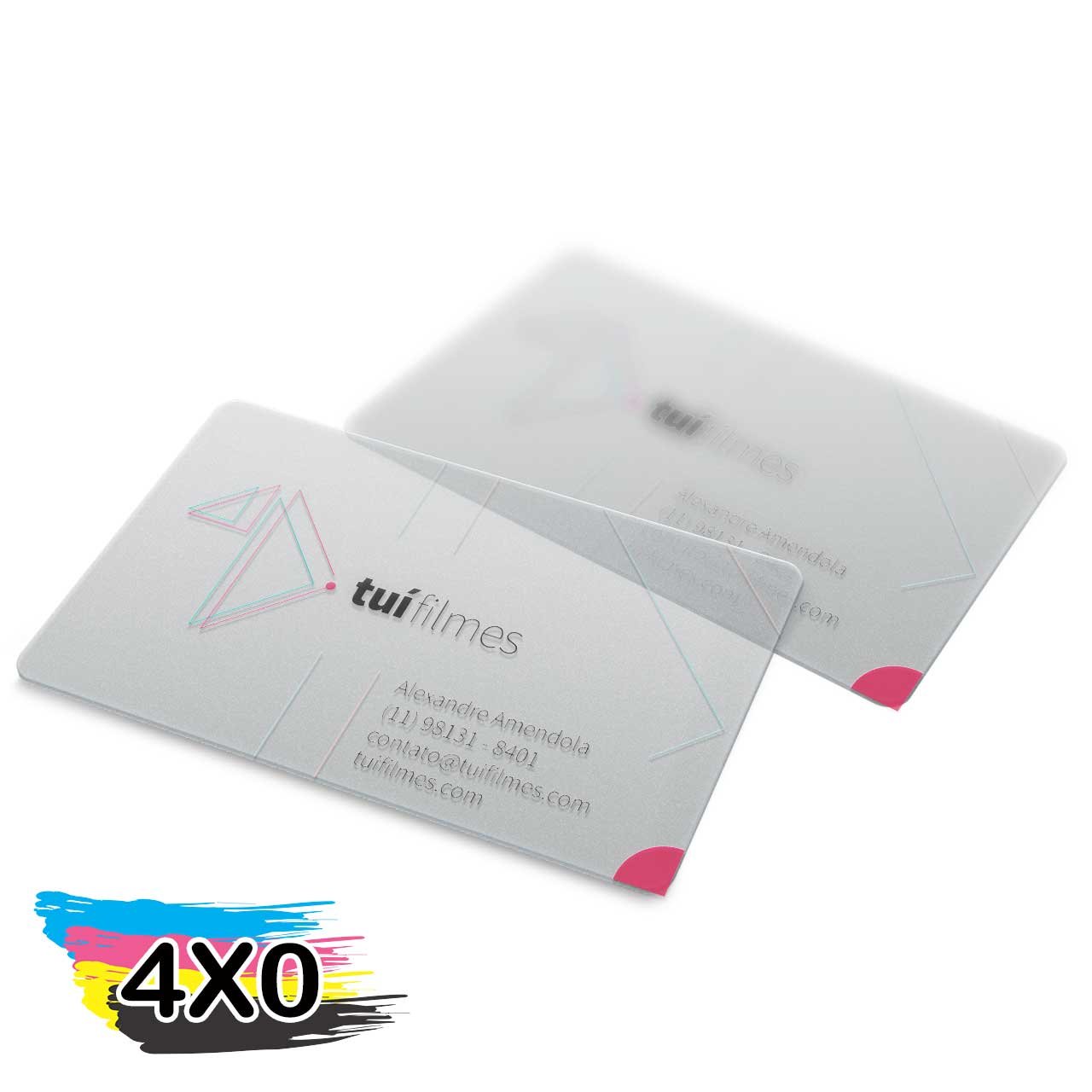 Cartões de Visitas PVC 0.30mm Tranparente sem Tinta Branca
