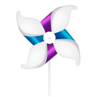 Catavento promocional 4 pontas cores azul e roxo