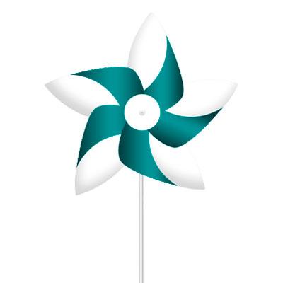 Catavento promocional 5 pontas cor verde e branco