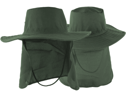 Chapéu Australiano Brim Verde Musgo com Protetor Solar