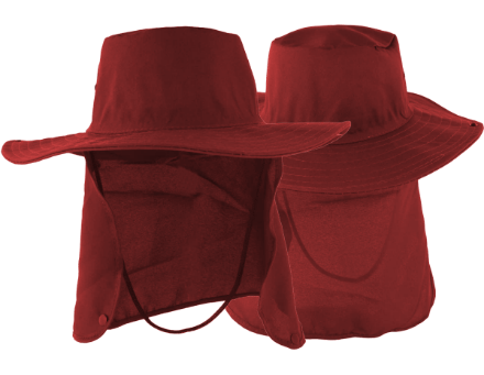 Chapéu Australiano Brim Vermelho com Protetor Solar