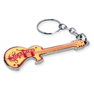 Chaveiro abridor de metal formato guitarra