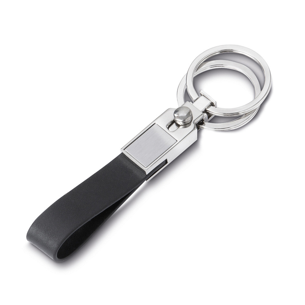 Chaveiro de metal com couro