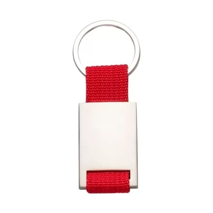 Chaveiro De Metal Com Detalhe Colorido Vermelha Em Nylon