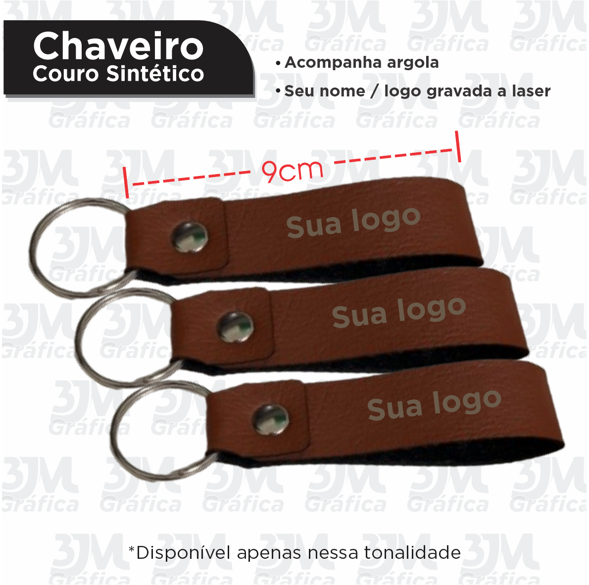 Chaveiro em couro 9x2cm Couro Sintético Gravação a laser