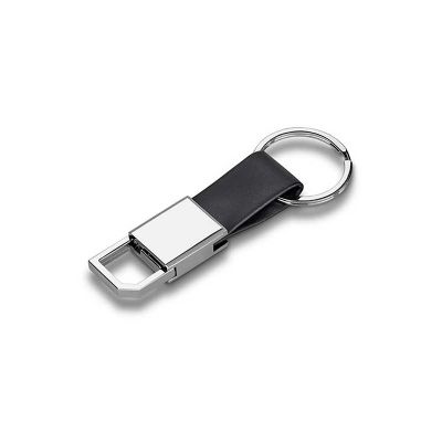 Chaveiro em Sintetico Preto e Metal Com Caixa