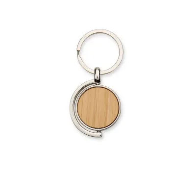 Chaveiro giratório de metal com bambu