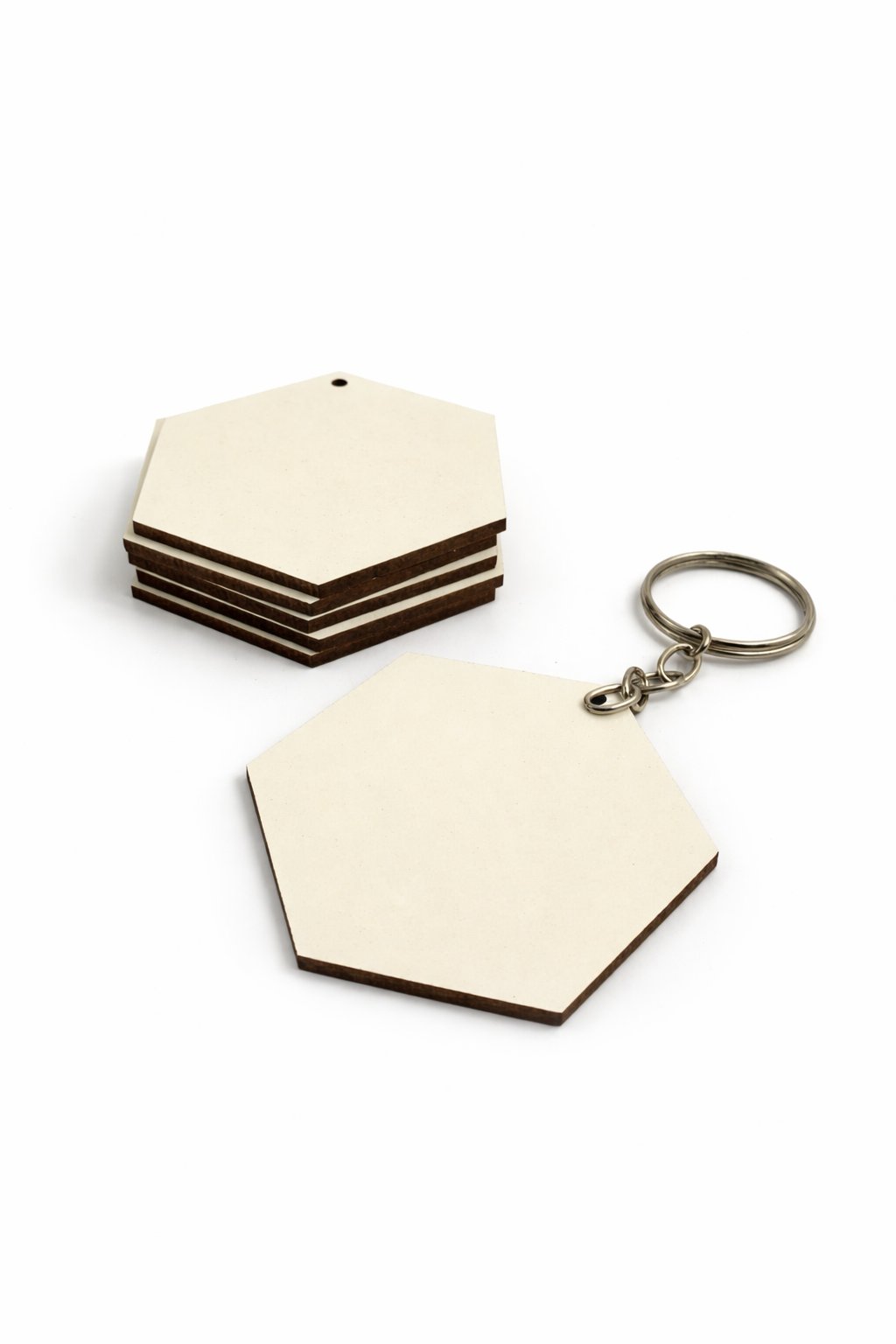 Chaveiro MDF Hexagono 6 Unidades