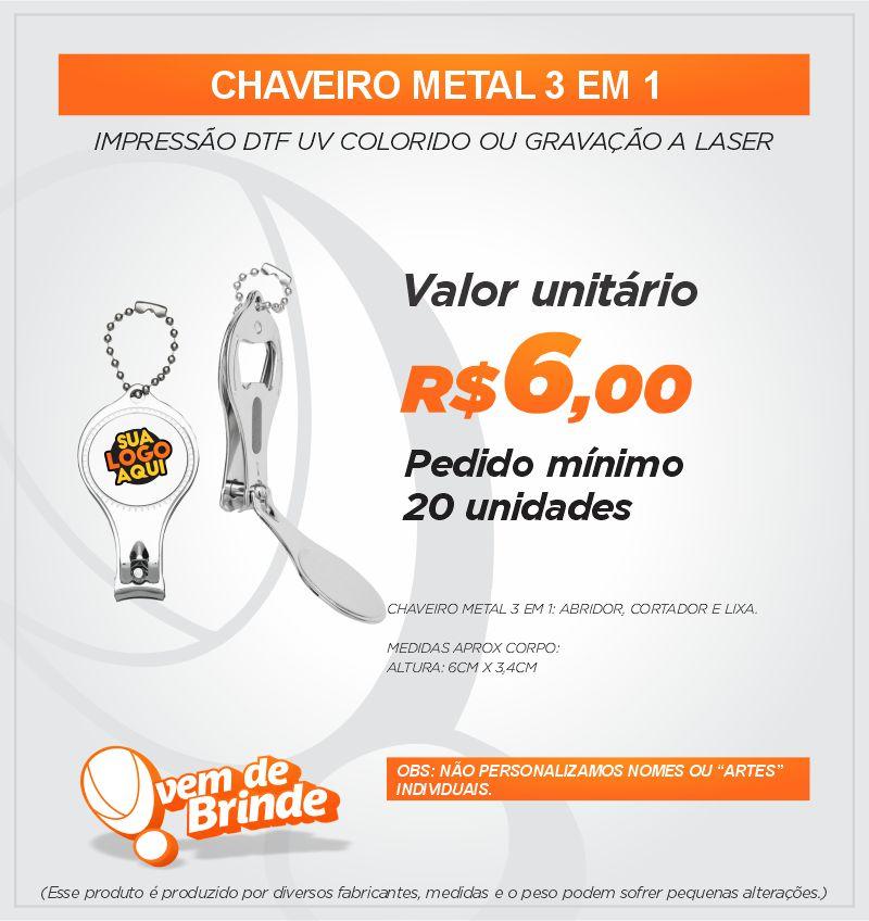 Chaveiro Metal 3 em 1