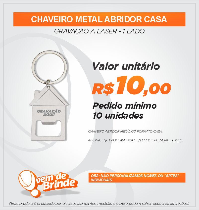 Chaveiro Metal Abridor Casa