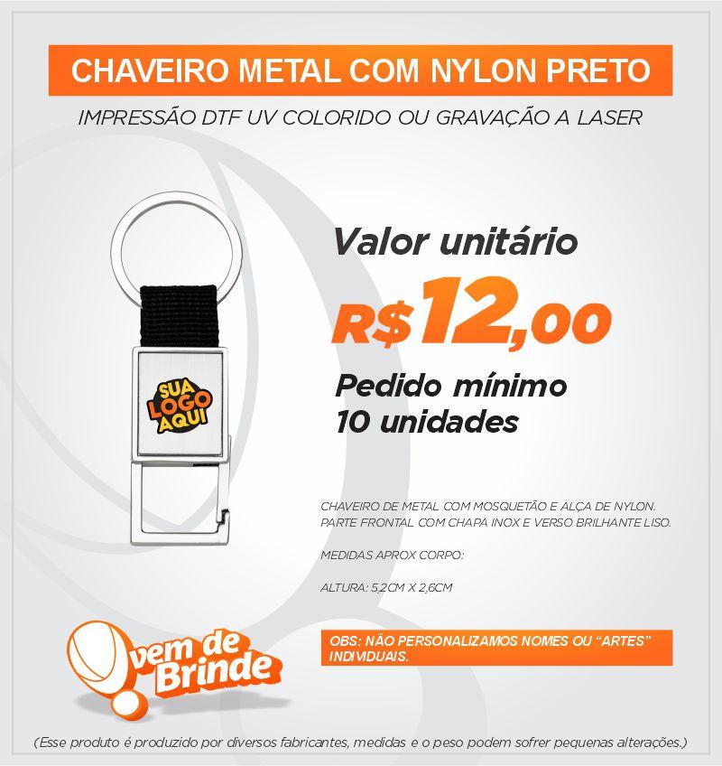 Chaveiro Metal com Nylon Preto
