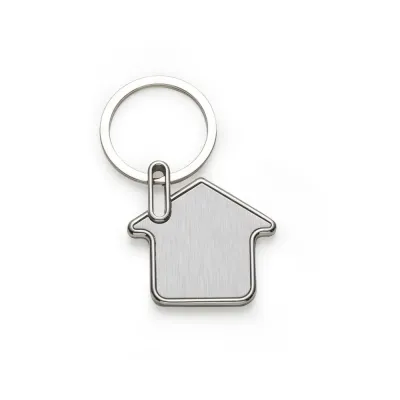 Chaveiro metal formato casa com chapa inox