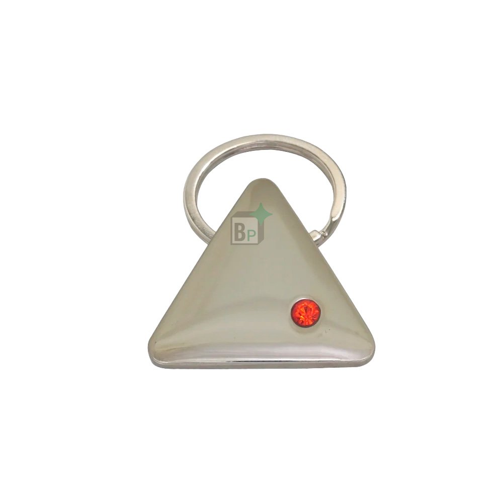Chaveiro Metal Formato Triângulo com Pedrinha Personalizado