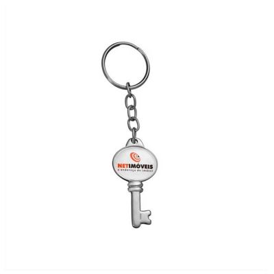 Chaveiro Personalizado em Metal no Formato de Chave Nas Medidas de 41 x 24 mm e Personalizado Com