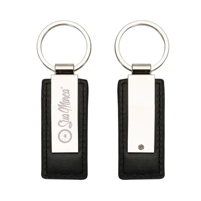 Chaveiro Personalizado Metal e Couro Sintetico