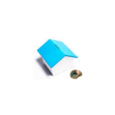 Cofre Personalizado em Formato de Casa Feito em Plastico Resistente Nas Cores Verde Amarelo Azul