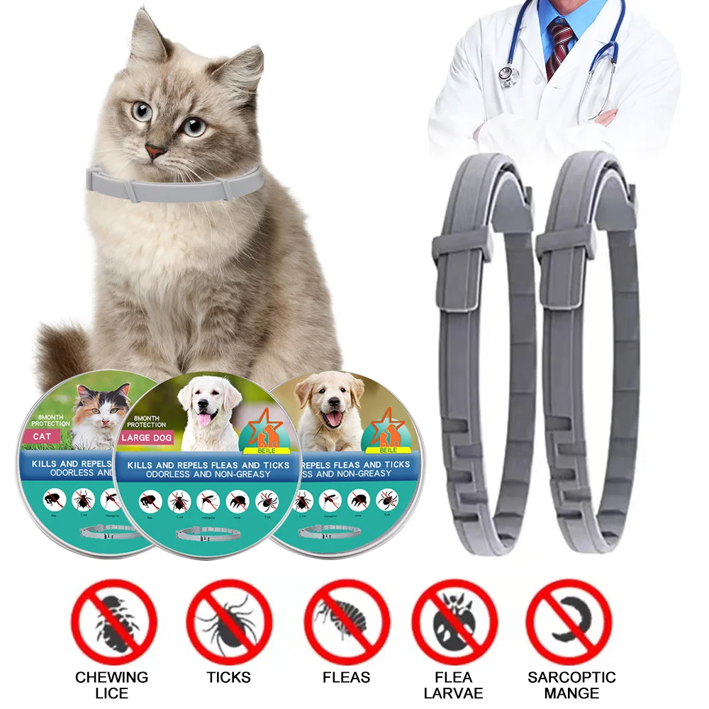 Colar Antipulgas e Carrapatos Ajustável para Cães e Gatos - Proteção Eficaz Contra Insetos e Mosquitos