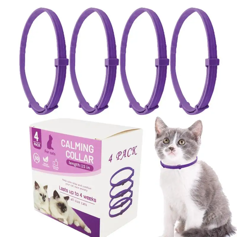 Coleira Calmante Ajustável para Gatos e Cães com Design Inovador e Feromônios Eficazes, Pacote com 3 ou 4 Peças
