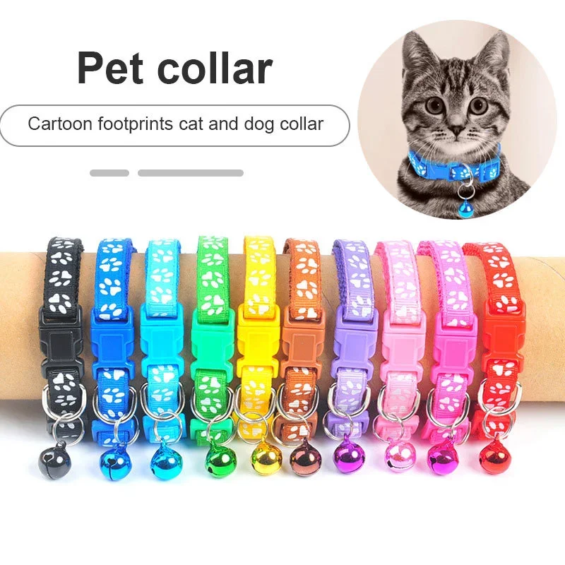 Coleira Colorida Bonito Bell para Gatos e Cães Pequenos com Fivela Ajustável e Design Personalizado